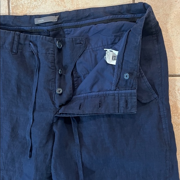 VINCE Navy Mid-Rise Linen Utility Cargo Style Coastal Pants, Sz XL - Picture 4 of 11